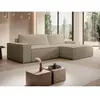 Vente-Unique Canapé d'angle droit convertible en velours côtelé grosses côtes taupe AMELIA