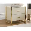 Lot de 2 tables de chevet 2 tiroirs - MDF - Beige et doré - OMBRELIA