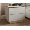 Lot de 2 tables de chevet avec 2 tiroirs - Blanc brillant et doré - VU...