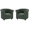 Lot de 2 fauteuils en tissu vert CHESTERFIELD