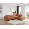 Canapé d'angle droit convertible en tissu texturé terracotta VAVERDO