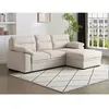 Canapé d'angle droit convertible en tissu beige avec tablette ULENIO