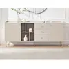 Buffet avec 2 portes 3 tiroirs et 4 niches - Beige et doré - LUNAOR