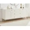 Buffet avec 2 portes et 3 tiroirs - Blanc et doré - ALOBARA