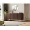 Vente-unique.com Buffet avec 4 portes en bois de manguier et métal dor...