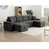 Vente-unique.com Canapé convertible polyester 6 places gris anthracite