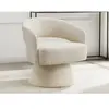 Fauteuil pivotant en tissu chenille beige FEDOTE