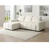 Canapé d'angle gauche convertible en tissu chenille beige KOUMALO