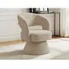 Fauteuil pivotant en tissu texturé beige NAROLIA
