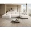 Vente-unique.com Canapé d'angle polyester 8 places crème