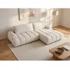 Canapé d'angle droit convertible en tissu chenille beige FARNETA