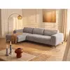 Canapé d'angle gauche en tissu texturé taupe SAPIGO