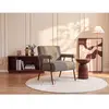 Fauteuil en tissu texturé taupe avec pieds effet bois MIROSIA