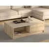Vente-unique.com Table basse avec 2 tiroirs et 2 niches - Naturel clai...