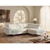 Canapé d'angle gauche convertible en tissu texturé blanc cassé TICOUTA
