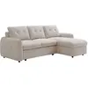 Canapé d'angle convertible et réversible en tissu texturé beige POBAVA