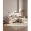 Canapé d'angle convertible et réversible en tissu beige MANUKO