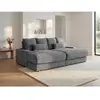 Canapé fixe velours 3 places gris anthracite