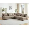 Canapé d'angle réversible en tissu texturé taupe SPERONE