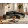 Canapé d'angle droit ouvert convertible en tissu texturé vert MINTURNO