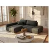 Vente-Unique Canapé d'angle gauche ouvert convertible en tissu texturé...