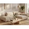 Vente-Unique Canapé dangle droit ouvert convertible en tissu texturé beige MINTURNO