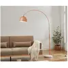 Grand lampadaire arc - Métal et marbre - H. 180 cm - Cuivré - OMBRAGE