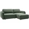 Canapé d'angle droit convertible en tissu chenille vert sapin PLUFATI