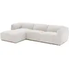 Canapé d'angle gauche en tissu chenille beige et base en bois CANOBRU