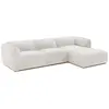 Canapé d'angle droit en tissu chenille beige et base en bois CANOBRU