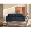 Vente-unique.com Canapé 3 places convertible express en tissu bleu - C...