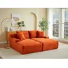 Vente-unique.com Canap © fixe velours 3 places terracotta