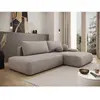 Canapé d'angle droit ouvert convertible en tissu texturé taupe DAVISO