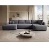 VENTE-UNIQUE Grand Canapé D'Angle Droit Panoramique Convertible En Tis...