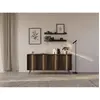 Buffet 4 portes avec LEDs en MDF - Naturel foncé et Noir - KALSIYA