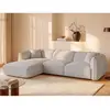 Vente-unique.com Canapé d'angle gauche convertible en tissu chenille b...