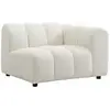 Fauteuil d'angle droit en tissu bouclette blanc cassé JUTINI