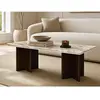 Vente-unique.com Table basse en marbre et bois d'acacia - Beige et Nat...