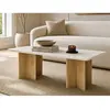 Vente-unique.com Table basse en marbre et bois de manguier - Blanc et ...