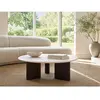 Vente-unique.com Table basse en marbre et bois d'acacia - Blanc et Nat...