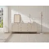 Buffet avec 2 portes et 3 tiroirs - Beige et doré - ALOBARA
