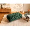 Pouf chesterfield en velours vert EDWINA