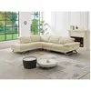 VENTE-UNIQUE Canapé d'angle gauche relax électrique en cuir de vachette beige PUNO II
