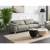 VENTE-UNIQUE Canapé 3 places relax électrique en cuir de vachette gris clair AZIDEE II
