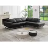 VENTE-UNIQUE Canapé d'angle droit relax électrique en cuir de vachette noir PUNO II