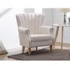 VENTE-UNIQUE Fauteuil en tissu crème finition cloutée BATOUMI