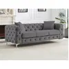 Canapé 3 places chesterfield en velours anthracite EDWINA
