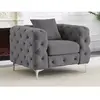 VENTE-UNIQUE Fauteuil chesterfield en velours anthracite EDWINA