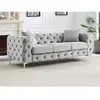VENTE-UNIQUE Canapé 3 places chesterfield en velours gris clair EDWINA