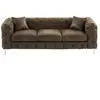 VENTE-UNIQUE Canapé 3 places chesterfield en microfibre aspect cuir vieilli EDWINA